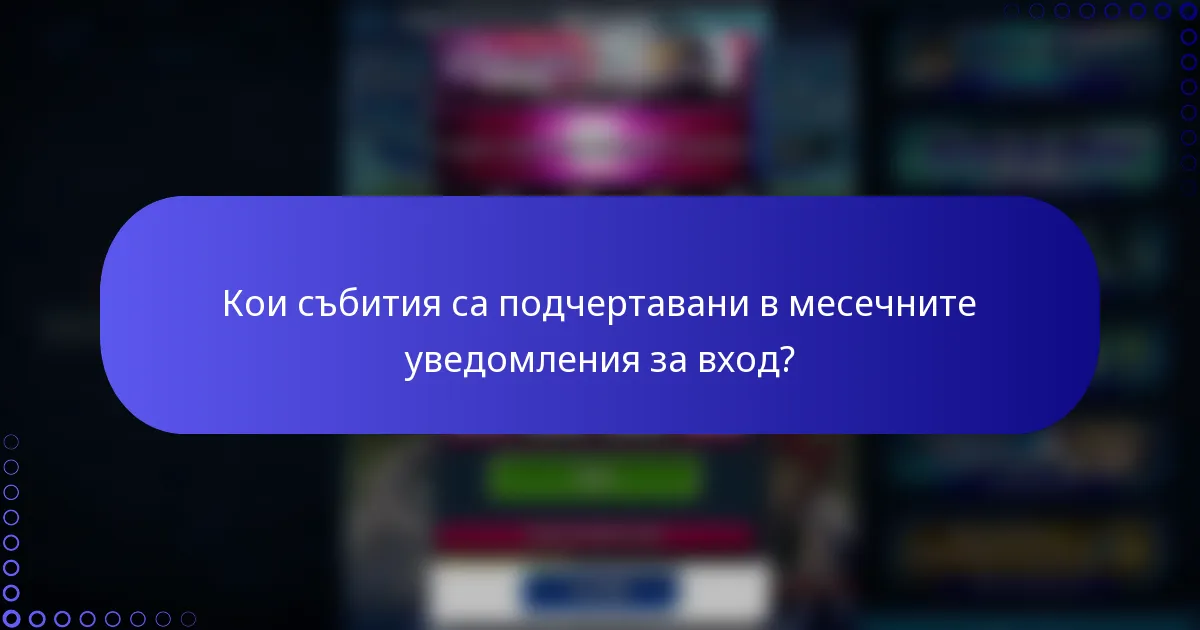 Кои събития са подчертавани в месечните уведомления за вход?